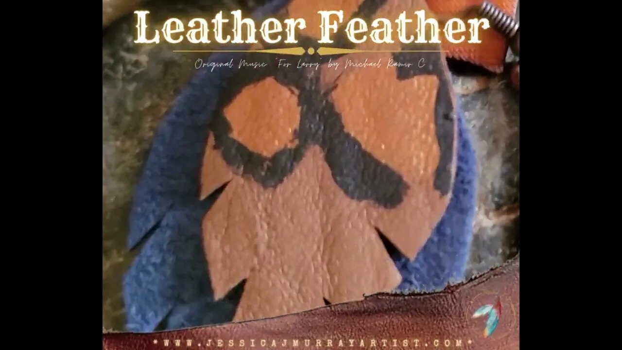 Denim Kat, 2 inch drop, Feather Leather earrings