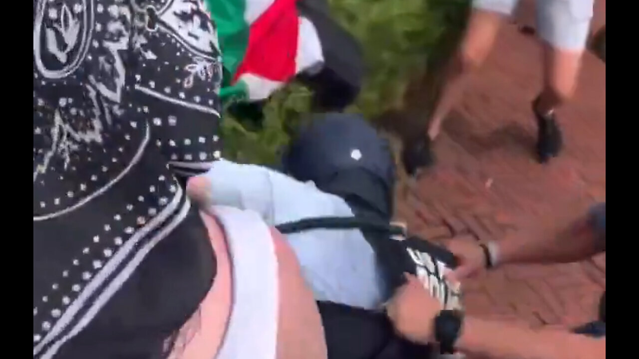 🚨 Anti-Israel protestors drag U.S. Park Police officers on the ground outside of Union Station.