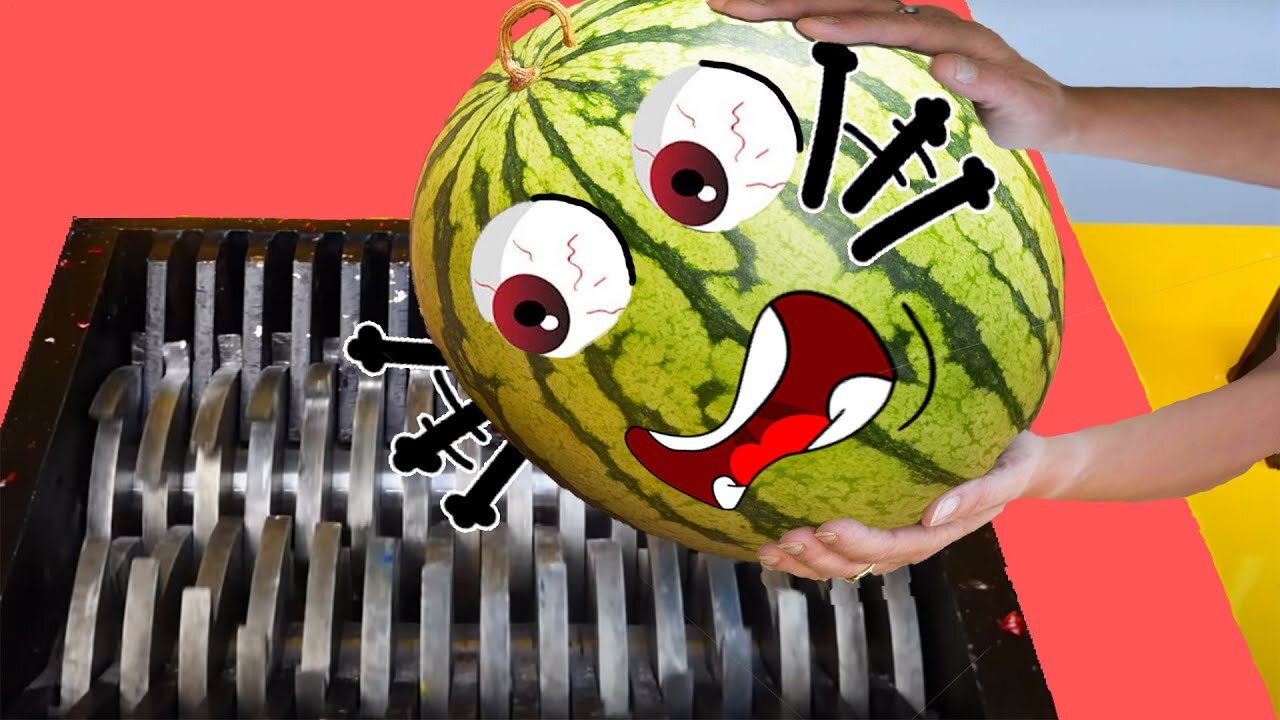 Shredding Watermelon With Powerful Metal Shredder | Satisfying Shredding Moment | Lucky Doodles