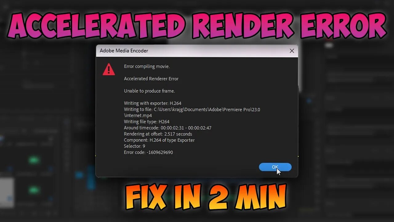 HOW TO FIX ACCELERATED RENDER ERROR IN PREMIER PRO | ERROR COMPILING MOVIE FIX