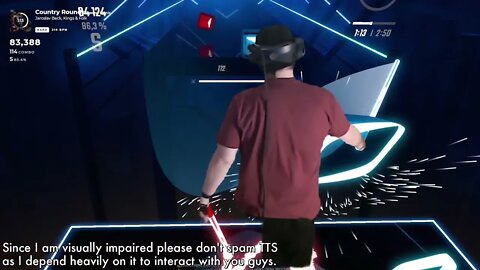 👨‍🦯🥽🎮 • Visually Impaired playing in VR: Beat Saber with #Mods and #Downgraded #visuallyimpaired #vr