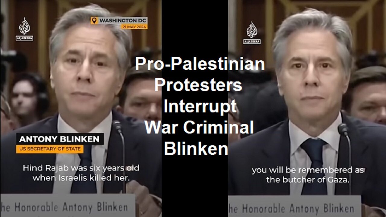 Pro-Palestinian Protesters Interrupt War Criminal Blinken