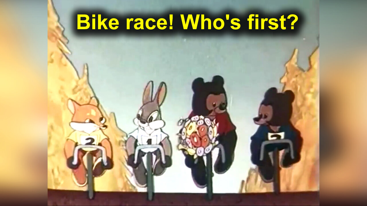 Why did the bunny decide to swim during the bike race? Who's first? Soviet cartoon