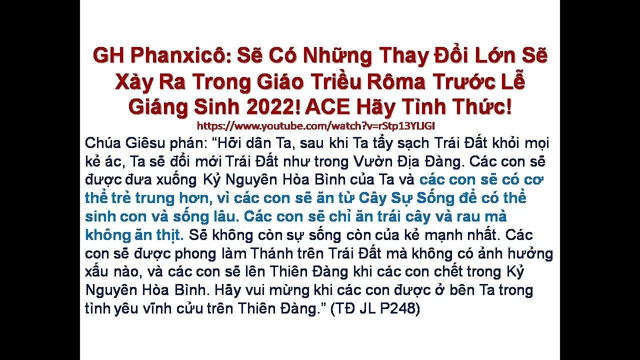 HÃY CHUẨN BỊ TÂM HỒN ĐỂ GẶP CHÚA GIÊSU TRONG CUỘC SOI SÁNG LƯƠNG TÂM ĐÃ GẦN KỀ! Các TĐ JL. P248