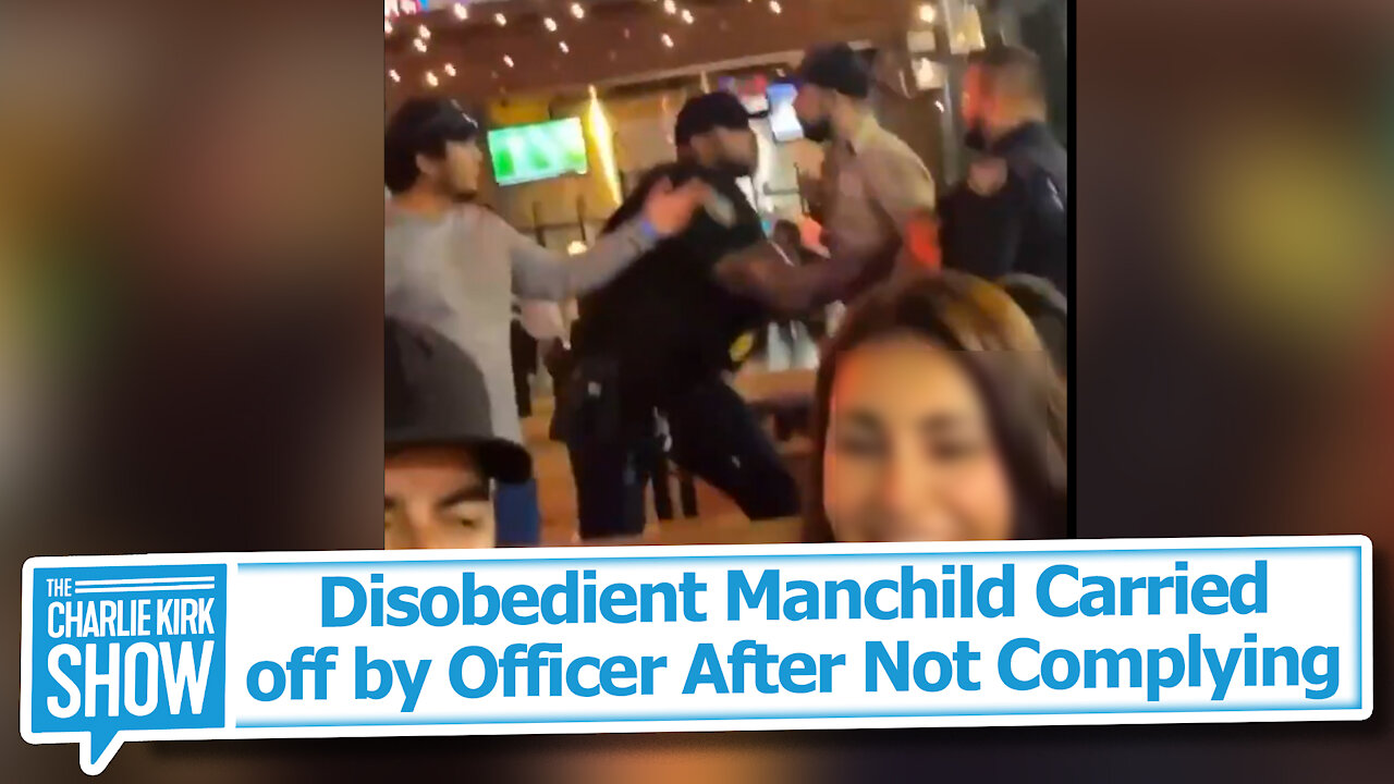 Disobedient Manchild Carried off by Officer After Not Complying