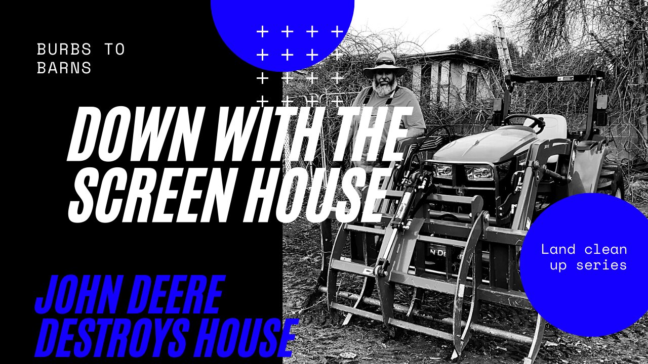 John Deere 3025e destroys Screen House