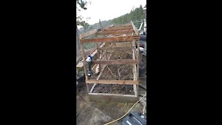 Raspberry raised bed trellis fence