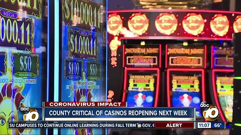 County critical of casinos reopening next week