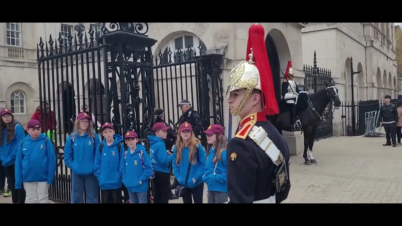 The kings guard has hundreds of smurfs around him #horseguardsparade