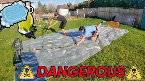 Slip N Slide Hockey RINK!