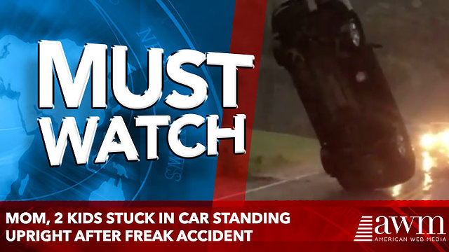 Mom, 2 Kids Stuck in Car Standing Upright After Freak Accident