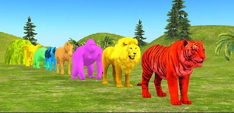 Paint animal lion tiger elephant zeraaff cow fountain crossing animal game