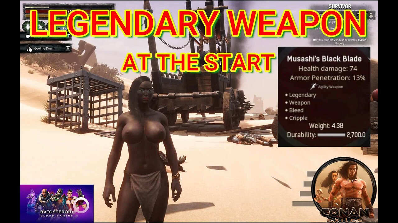 Conan Exiles beginners guide Legendary weapon at the start Busty Boobs #Boosteroid #conanexiles