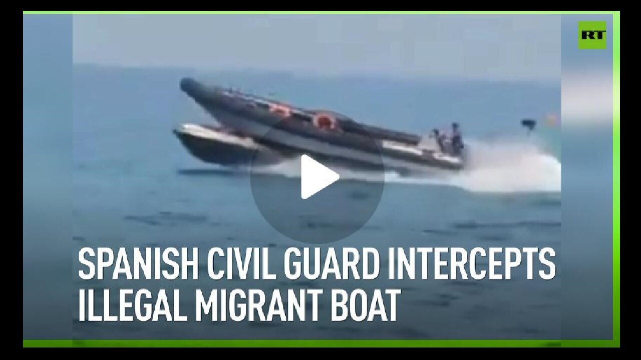 Spanish Civil Guard Flys & lands on top illegal aliens boat!