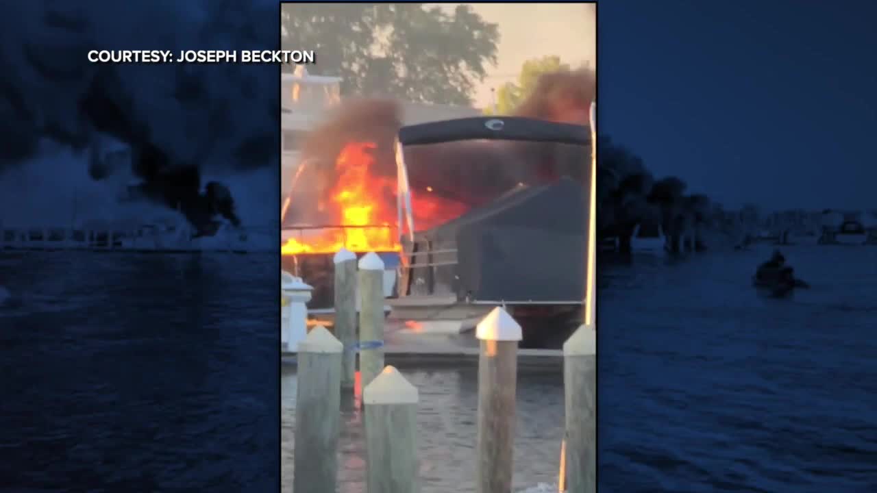 Massive boat fire put out at marina in St. Clair Shores