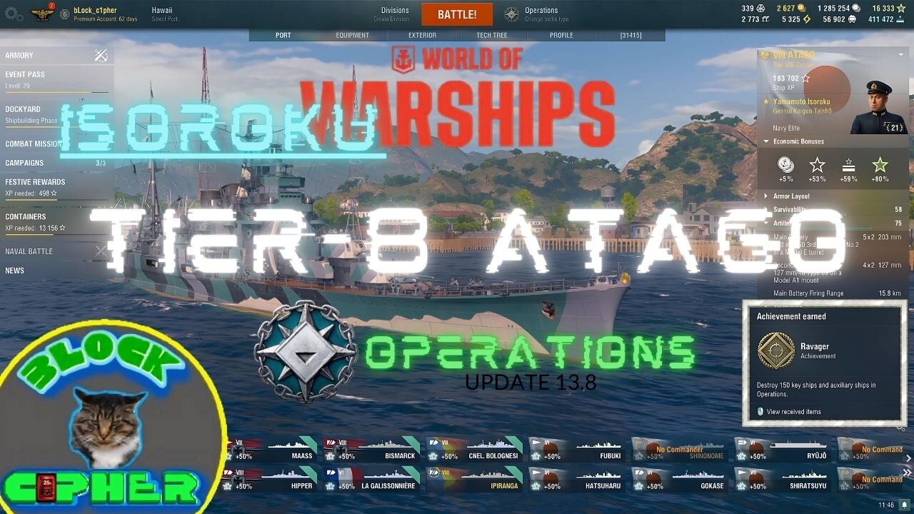 Tier-8 Cruiser ATAGO//Yamamoto Isoroku//Operations//World of Warships | Have you gotten this Award?