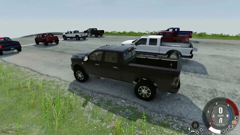 6 @ Ford VS Ram Trucks Race & Crash Down a Mountain in BeamNG Drive Mods!