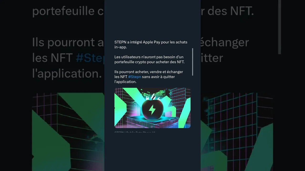 STEPN a intégré Apple Pay pour les achats in-app.