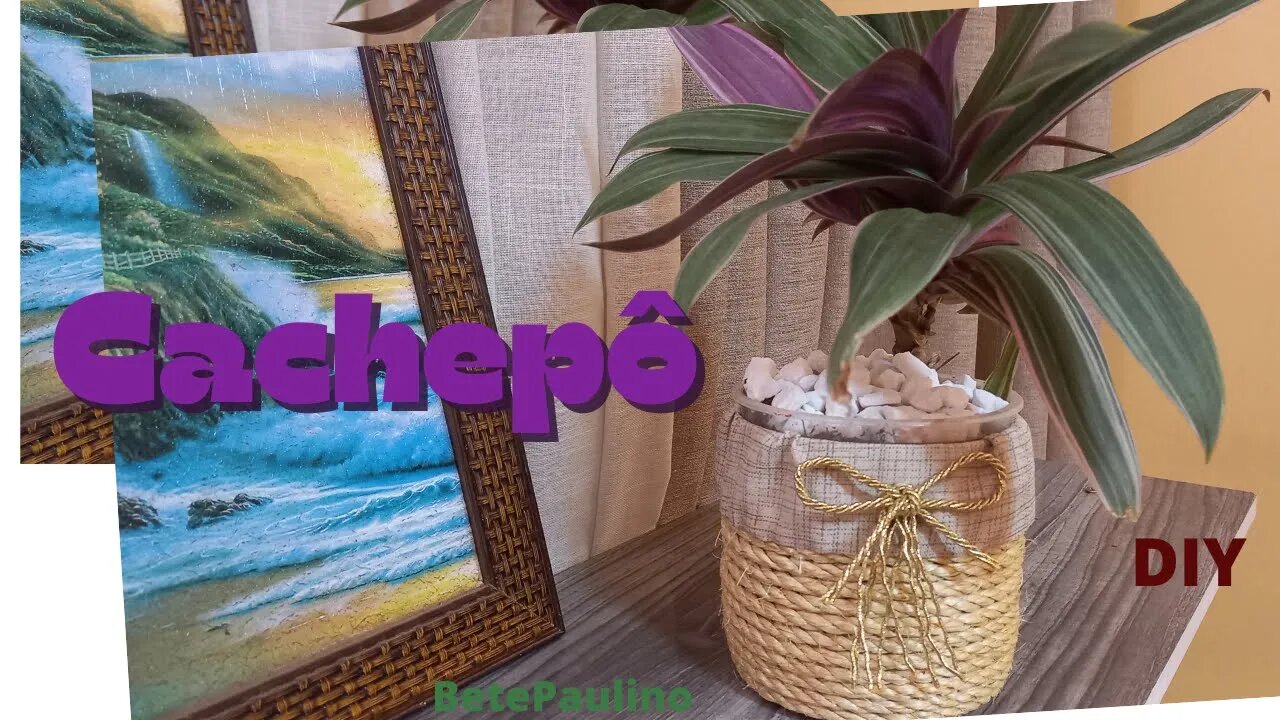 CACHEPÔ DE GARRAFA DE ÁGUA SANITÁRIA E CORDA DE SISAL! DIY! FAÇA VOCÊ MESMO!