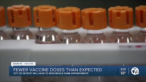 City of Detroit will have fewer vaccine doses than expected