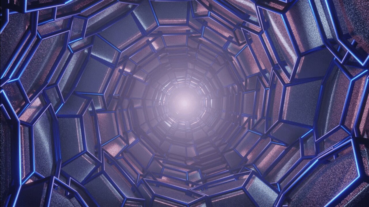 moving hexagons wireframe sci-fi tunnel (blender eevee vj loop) | free 4k background video animation