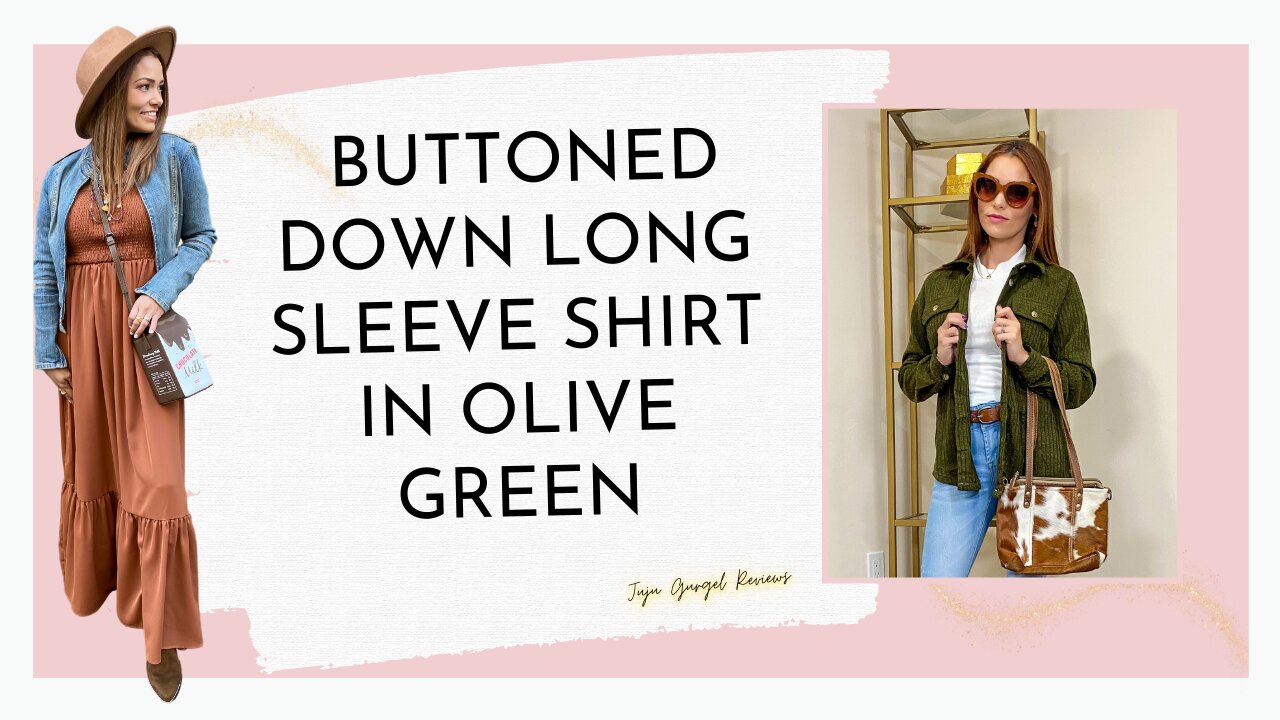 Buttoned down long sleeve shirt for women in olive green review