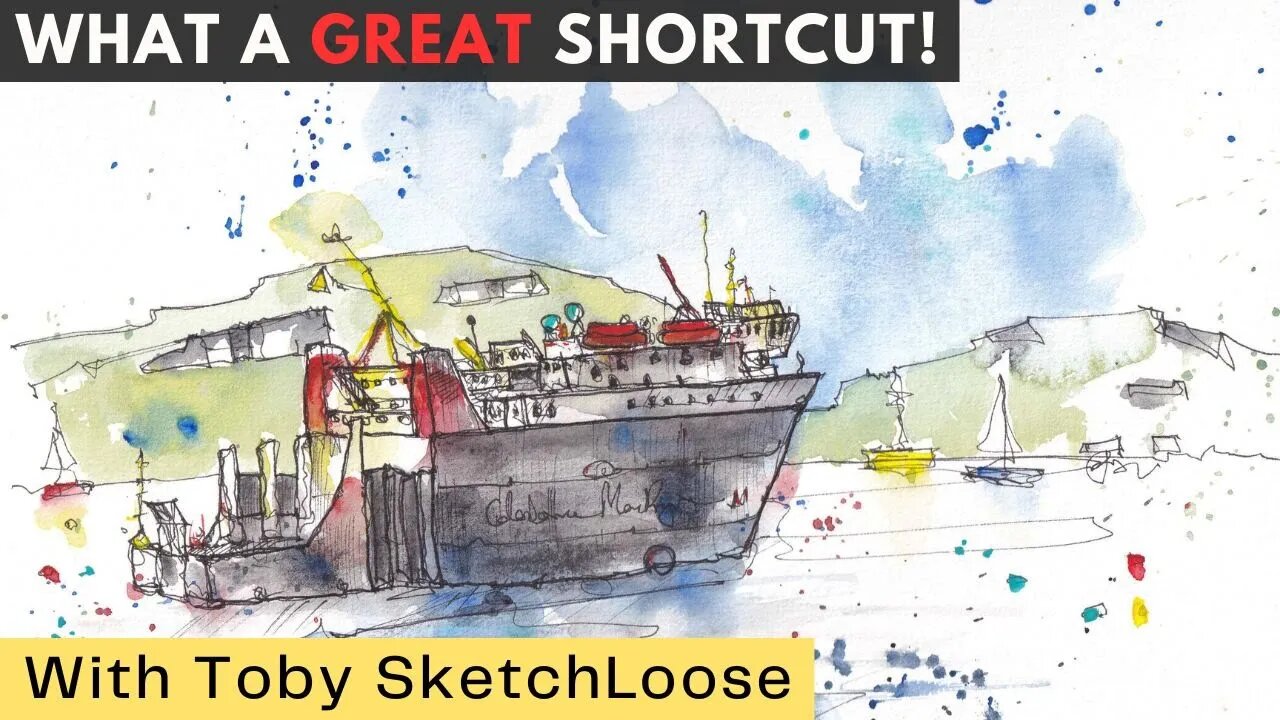 Ink & Watercolor Boat Sketching Tutorial (and a Cheeky Shortcut!)