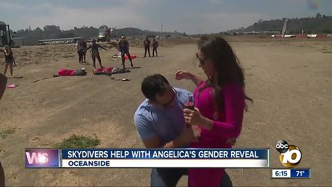 Skydivers help with Angelica's gender reveal