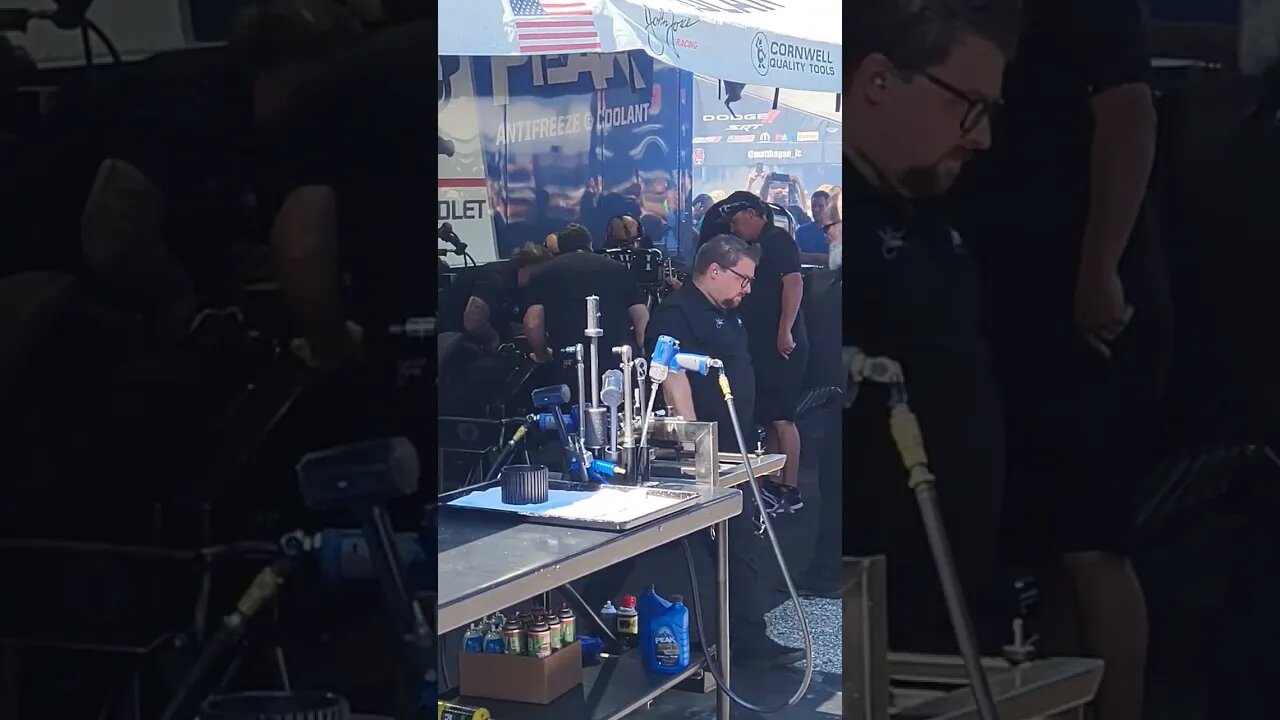 John Force car start up in the pits