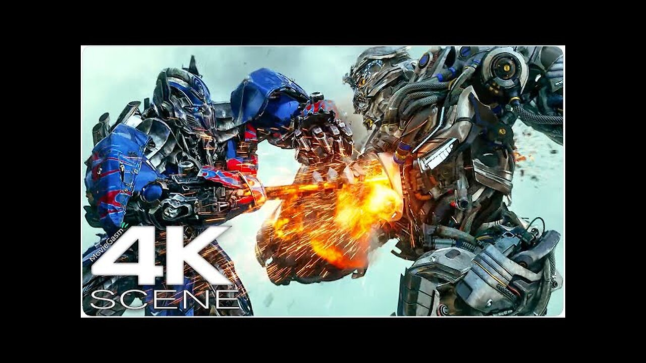 optimus prime vs galvatron 4k fight scene transformers 4 all action battle