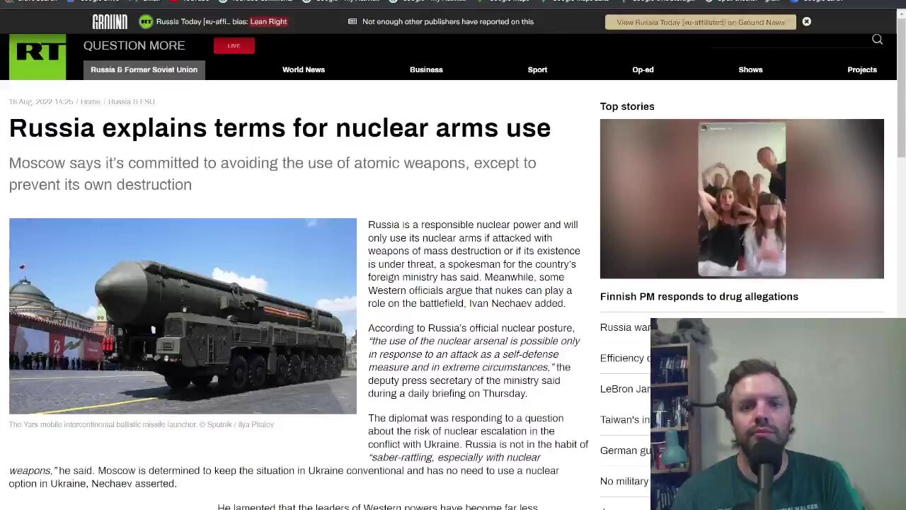 "Russia will not use nuclear weapons unless it is in self-defense" more than likely of Russia