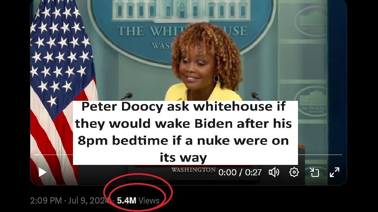 Peter Doocy ask Karine Jean Pierre if they wake Biden if news of a Nuke were imminent