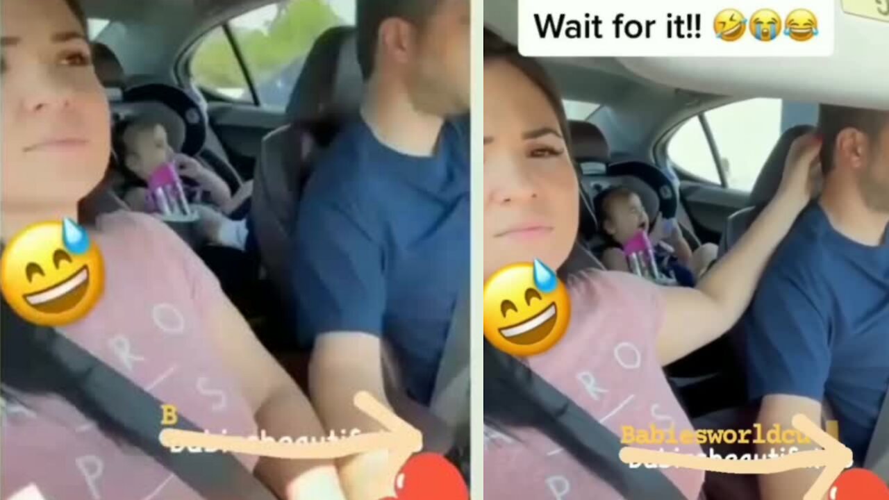 Girl screaming loudly when mother is touching her father