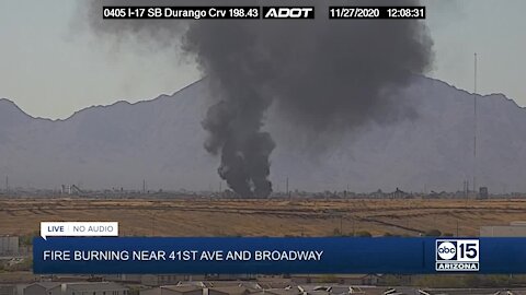 Junkyard fire burning near 41st Ave and Broadway