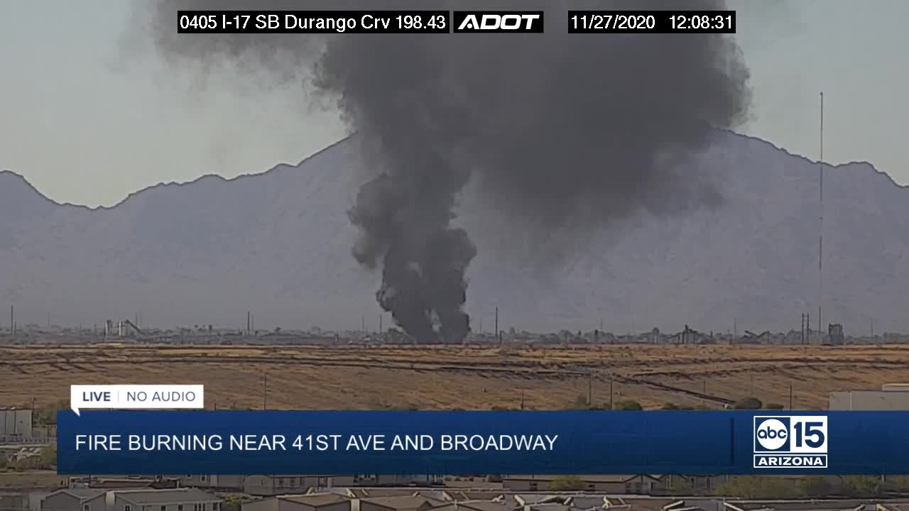 Junkyard fire burning near 41st Ave and Broadway