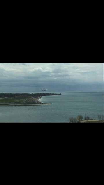 Plane taking off from Billy Bishop Island Airport