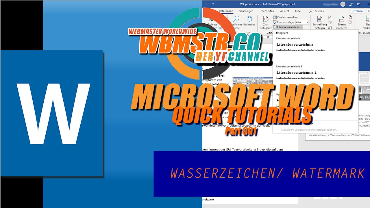 Quick Word Tutorial: WATERMARK/ WASSERZEICHEN