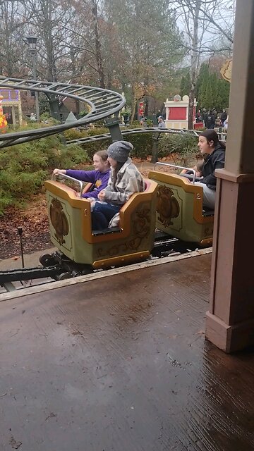 riding a roller coaster during christmas -at-silver-dollar-city