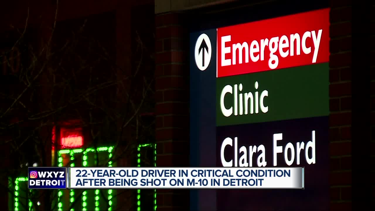 22-year-old driver in critical condition after being shot on M-10 in Detroit