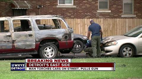 2 cars torched, gun pulled during fight on Detroit's east side