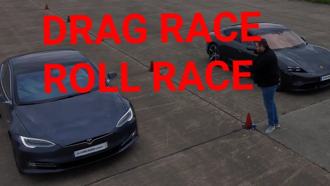 "825 HP" Tesla Model S Cheetah Stance vs Porsche Taycan Turbo S DRAG and ROLL RACE Plaid next! 4k60p