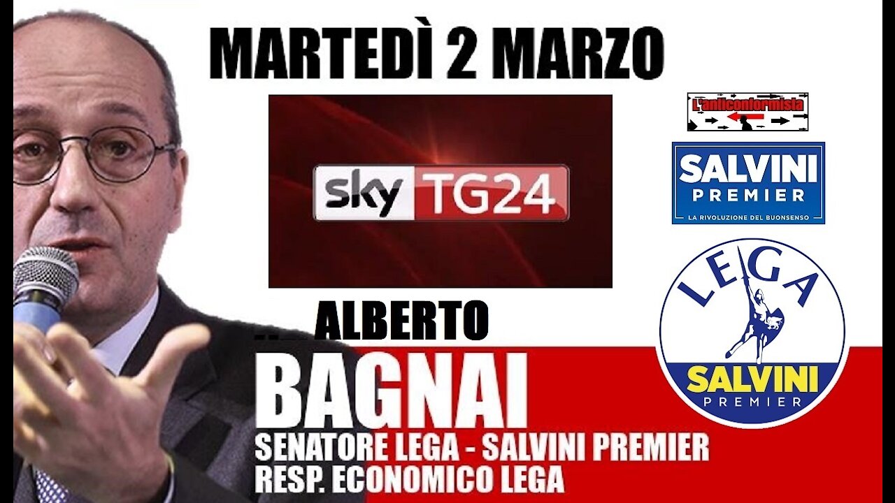 🔴 Sen. Alberto Bagnai, responsabile economico della Lega, ospite a "SkyTg24 Economia".