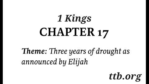 1 Kings Chapter 17 (Bible Study)