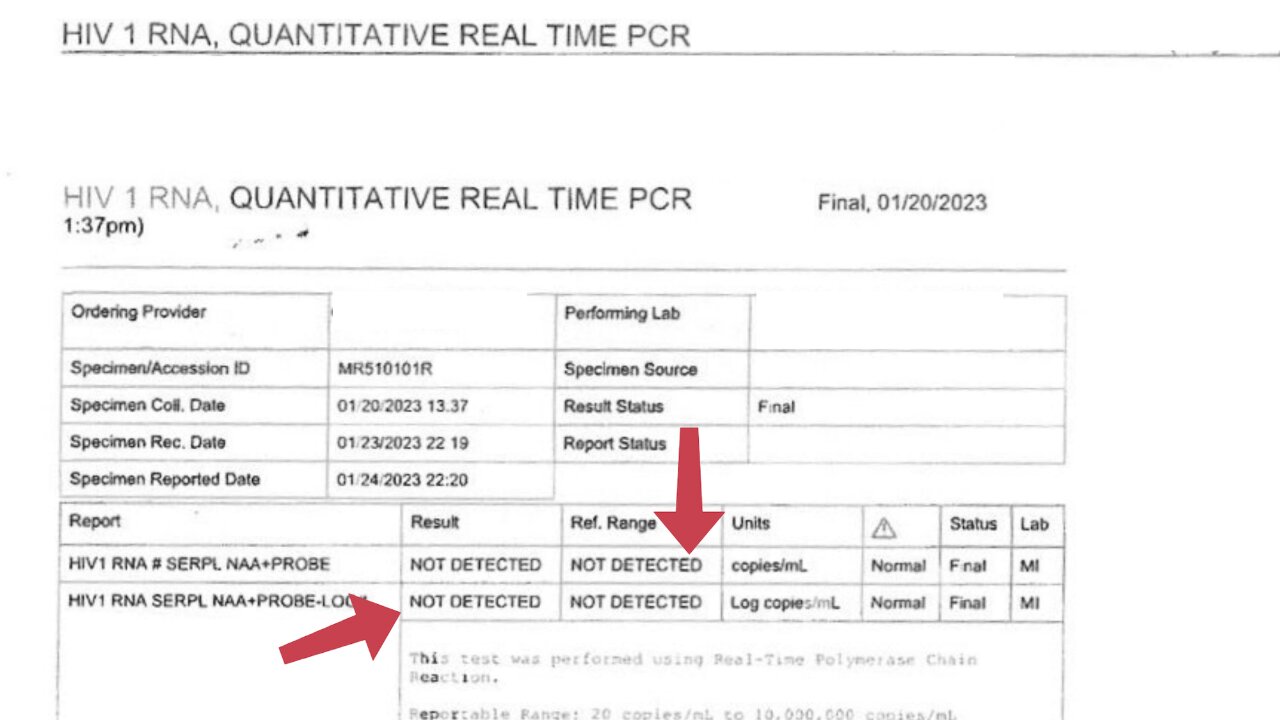 HIV PCR Test Result - HIV NOT DETECTED