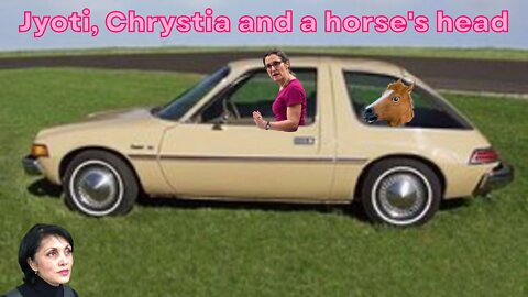 Jyoti, Chrystia, and a horse's head