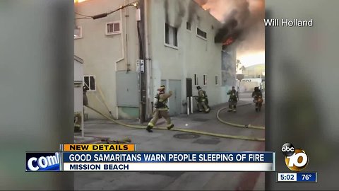 Good Samaritans warns people sleeping of Mission Beach fire