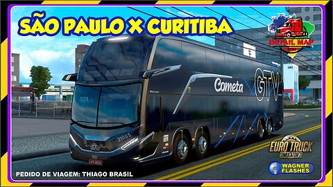 ETS2 MOD BUS VAMOS VIAJAR DE SÃO PAULO A CURITIBA COM A COMETA NO MARCOPOLO G8 1800 DD DETAIL MAP