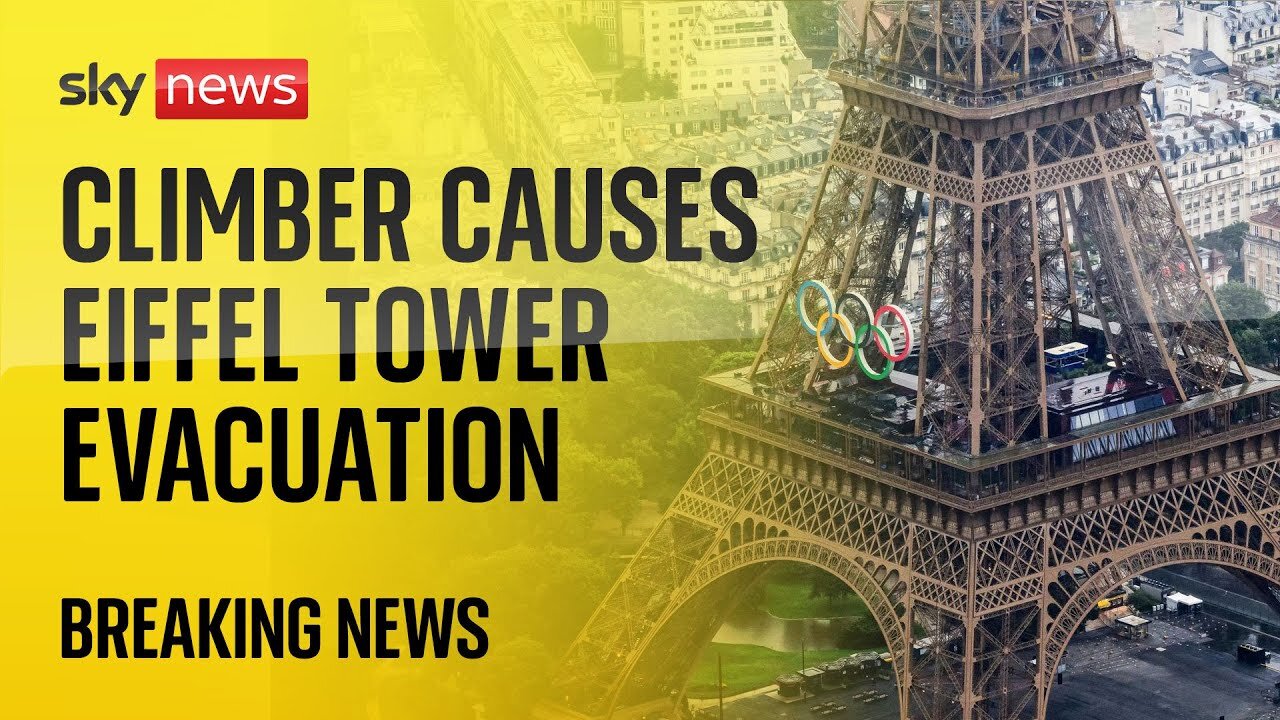 Eiffel Tower evacuated after shirtless man climbs landmark