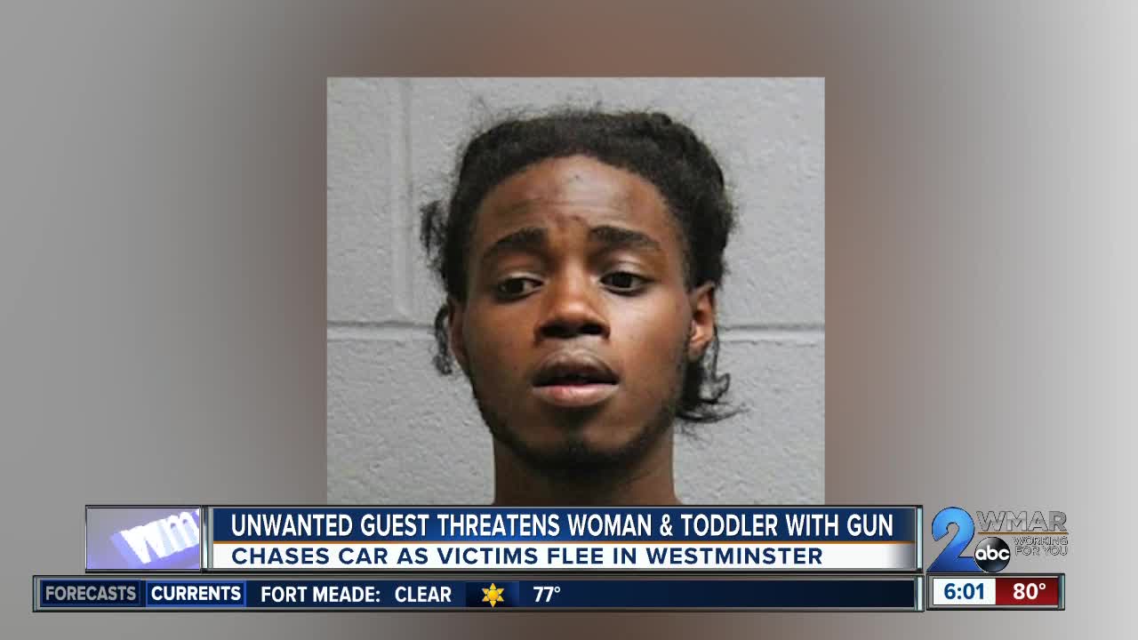 Unwanted guest threatens woman & toddler with gun