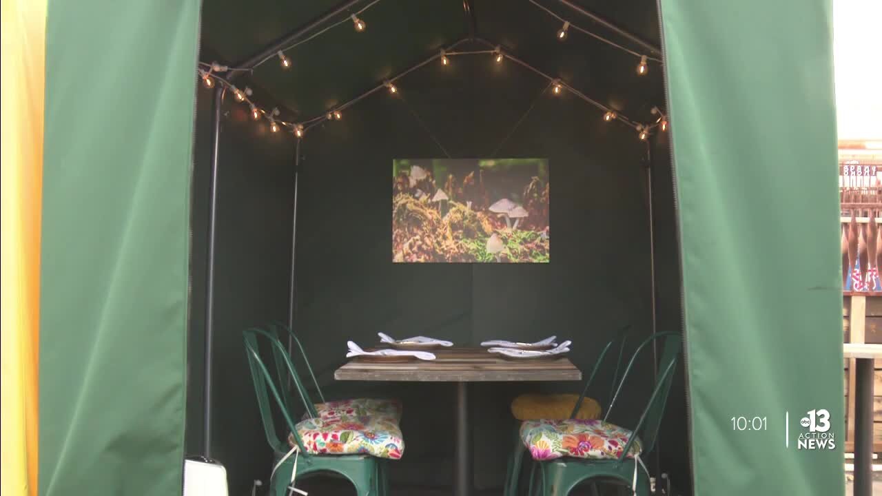 Esther’s Kitchen repurposes dining tents to display art